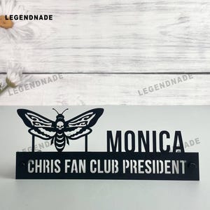 Custom Butterfly Desk Name Plate, Personalized Goth Butterfly Skull Desk Name Sign Office Decor, Desk Plaque, New Job Gift