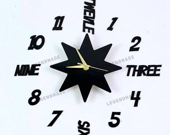 Large Numbers With Words Metal Wall Clock, Personalized Wall Art Clock for Home Decor, Ideal Gift for Minimalist and Modern Homes