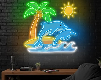 イルカがジャンプするLEDネオンサイン、水中動物アート - Etsy 日本