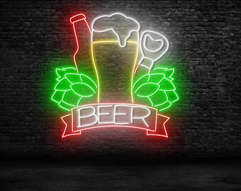 Beer Neon Sign For Bar Wall Decor, Beer Glass Led Light, Custom Neon Sign, Gift For Beer Lover, Beer Club Decor, Man Cave Decor