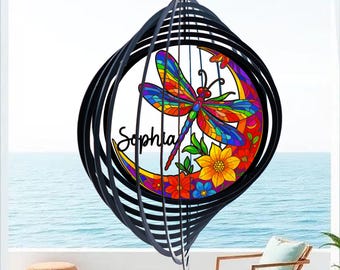 Dragonfly Wind Spinner, Graceful Outdoor Metal Yard Sculpture, Kinetic Dragonfly Art, Dragonfly Lovers Gift, Handmade Dragonfly Gift