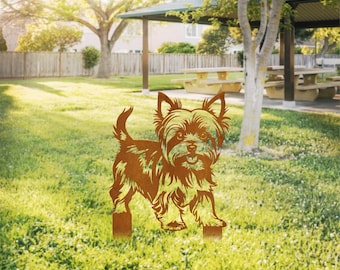 Yorkshire Terrier Rusty Metal Stake, Yorkshire Terrier Dog Rusty Memorial Stake, Dog Grave Marker Stake, Garden Stake, Dog Lover Gift