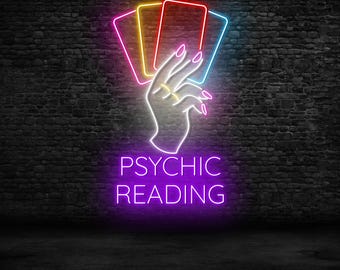 Psychic Reading Neon Sign, Tarot Card Led Light, Custom Neon Sign, Crystal Shop Decor, Gift For Tarot Reader, Spiritual Wall Art