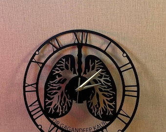 Custom Lung Wall Clock, Personalized Respiratory Doctor Gift, Pulmonologist Office Decor, Anatomical Clock for Medical Student