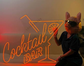 Custom Cocktail Bar Neon Sign, Home Bar LED Light, Cocktail Glasses Neon Wall Decor – Drink Coffee Bar Decor, Martini Led Sign