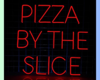 Pizza By The Slice Neon Sign, Pizza Led Sign, Pizza Food Store Led Light, Custom Text Neon Sign, Signboard For Pizza Store, Fast Food Light