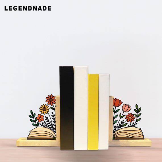 Floral Bookends – Book Flower Book Holder with Flowers  Books for Home Library, Office  Desk Decor, Book Lover Gift, Christmas Gift