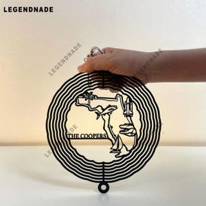 Personalized Florida Wind Spinner, Custom Metal Outdoor Garden Decoration, 3D Kinetic Hanging Yard Art, Florida Gift Idea