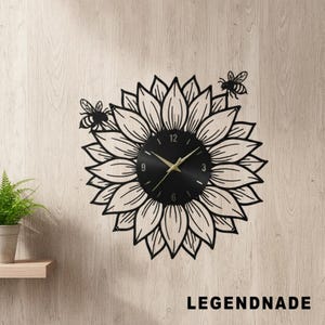 Sunflower Metal Wall Hanging Clock, Floral Wall Art Decor, Sunflower Clock Home Decor, Christmas Gift