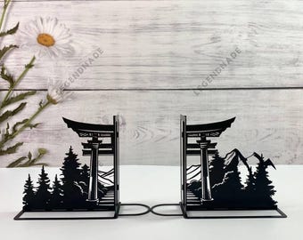 Personalized Torii Gate Metal Bookend Japan Torii Gate Metal Bookends Bookshelf Decor Book Lover Gift Table Sign Metal Desk Decor Home Decor