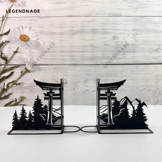 Personalized Torii Gate Metal Bookend Japan Torii Gate Metal Bookends Bookshelf Decor Book Lover Gift Table Sign Metal Desk Decor Home Decor