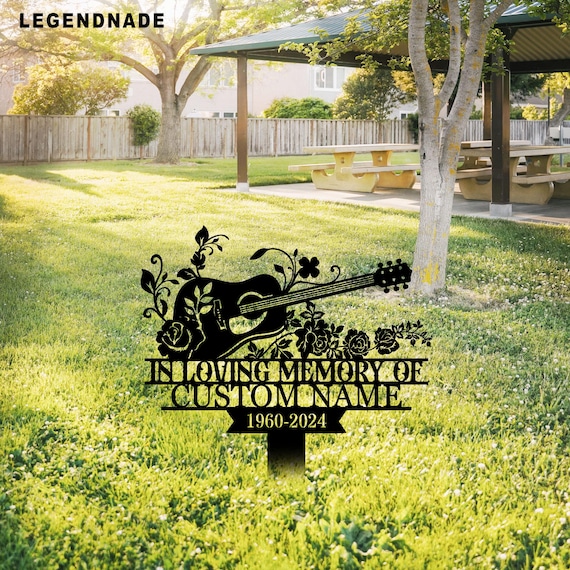 Personalized Musician Memorial Garden Stake, Custom Music Metal