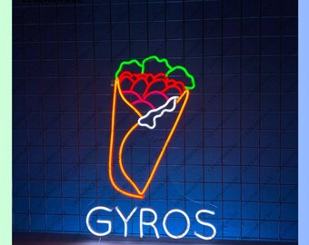 Greece Gyros Neon Sign, Gyros Led Sign, Gyros Store Open Led Light, Gyros Food Neon Light, Gyros Food Store Wall Art, Kitchen Wall Art Decor