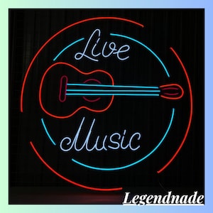 Live Music Neon Sign, Guitar Led Sign, Guitar Music Led Light, Musical Instrument Neon Light, Music Show Studio Wall Art, Home Wall Decor