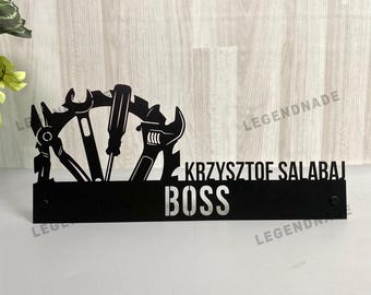 Benutzerdefinierte Garage Mechaniker Schreibtisch Namensschild, personalisierte Merchanic Name Kunst Plaque Büroschild, Garage Geschenk für Auto Ladenbesitzer