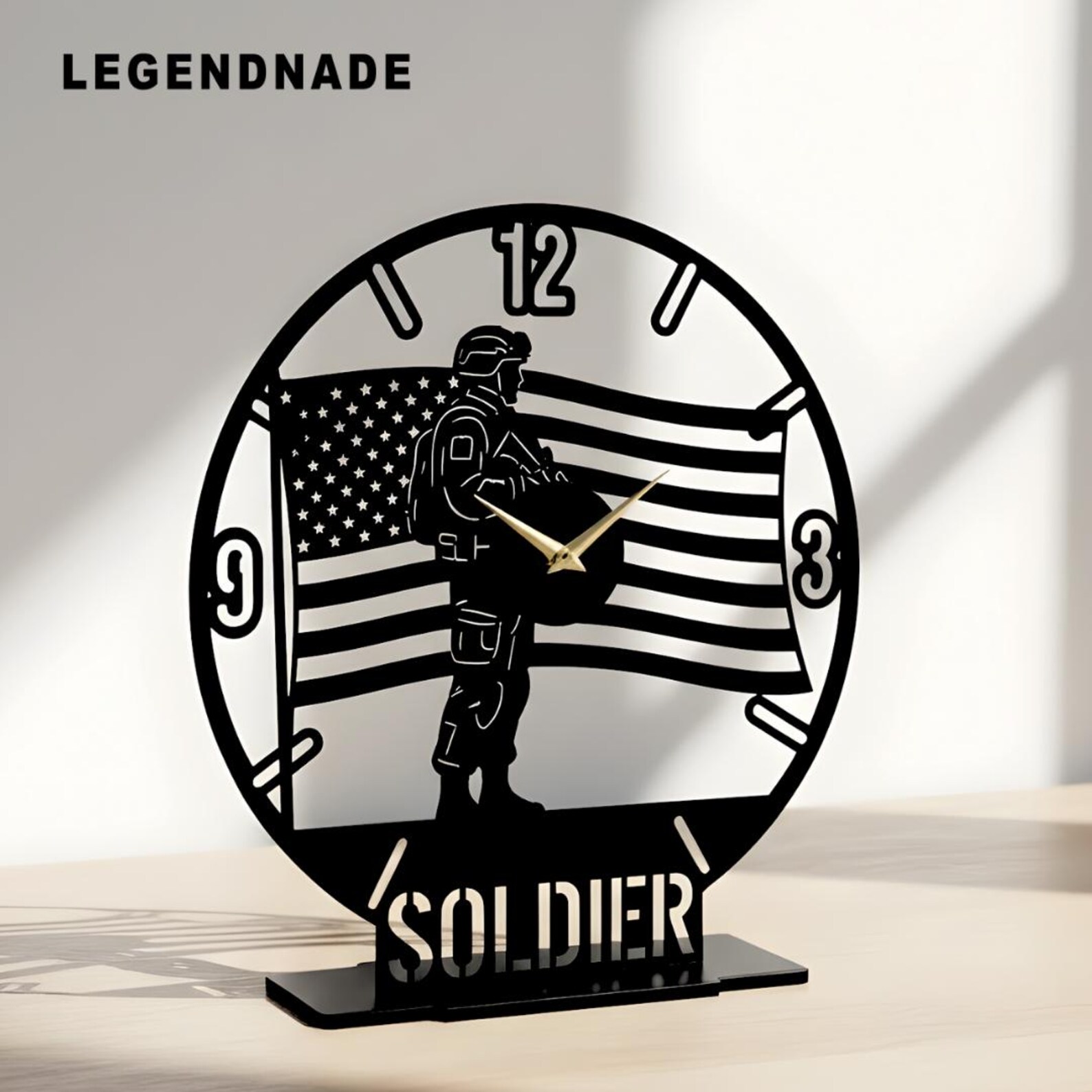 Soldier Metal Table Clock: Military Desk Clock, Army Veteran Decor ...