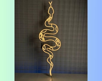 Snake Neon Sign, Snake Line Art Led Sign, Coiled Snake Led Light, Reptiles Neon Light, Custom Snake Wall Art Light, Animal Home Wall Decor