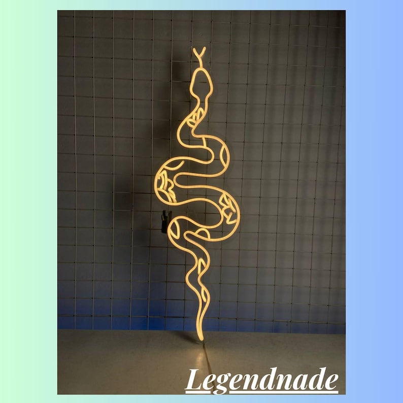 Snake Neon Sign, Snake Line Art Led Sign, Coiled Snake Led Light ...