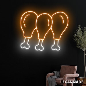 Fried Chicken Neon Sign, LED Wall Light for Chicken Shop, Food Truck, BBQ or Fast Food Restaurant Decor