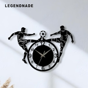 Soccer Metal Wall Clock: Football Player Wall Clock, Soccer Decor Gift, Sports Room Wall Art