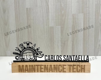 Benutzerdefinierte Mechaniker Schreibtisch Namensschild, personalisierte Metall Name Art Plaque Büroschild, Plaque Geschenk für Auto Techniker, Auto-Enthusiasten