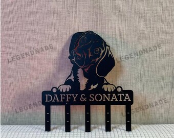 Custom Dachshund Dog Metal Key Holder Coat Rack, Personalized Dog Wall Hanging, Pet Memorial Sign, Dog Lover Gift, Housewarming Entryway