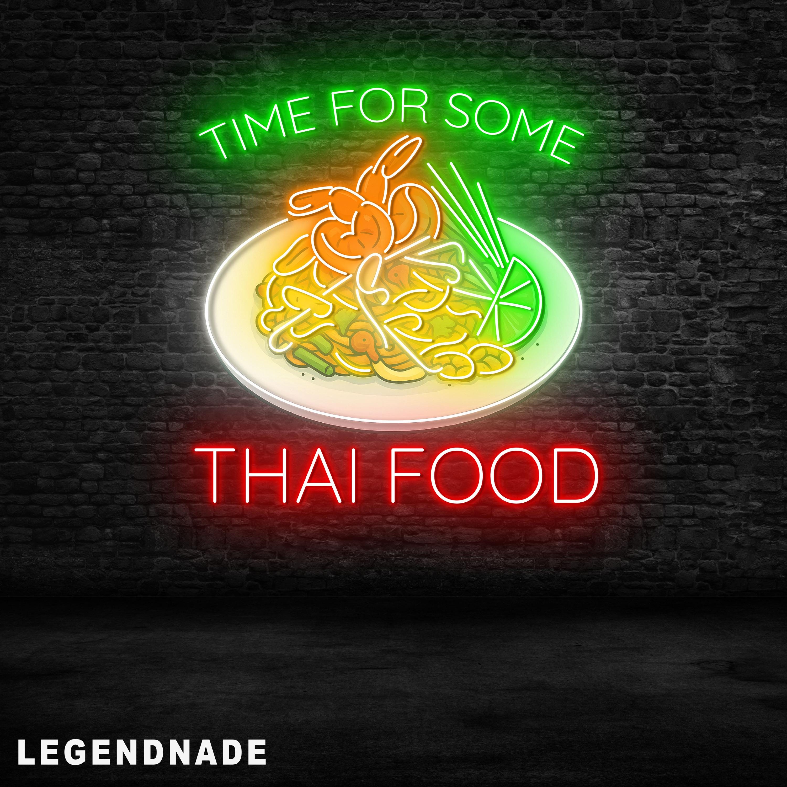 Pad Thai Neon Sign, Thai Food Wall Art for Restaurant, Pad Thai