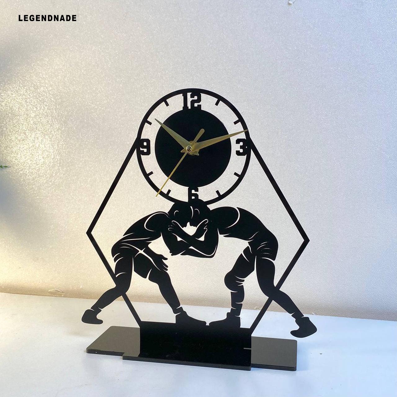 Team Roping Wall Clock Custom Wrestling Metal Desk Clock, Personalized Wrestler Desk Clock ...