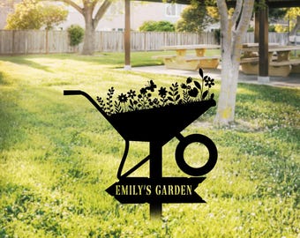 Paletto da giardino in metallo personalizzato con nome, decorazione per esterni, regalo per giardiniere, arte per esterni
