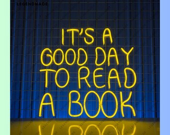 Es ist ein guter Tag, Buch-Leuchtreklame zu lesen, Buch-LED-Schild, benutzerdefiniertes Text-LED-Licht, Bücherwurm-Neonlicht, Buchraum-Wandkunst, Bibliotheks-Wanddekor