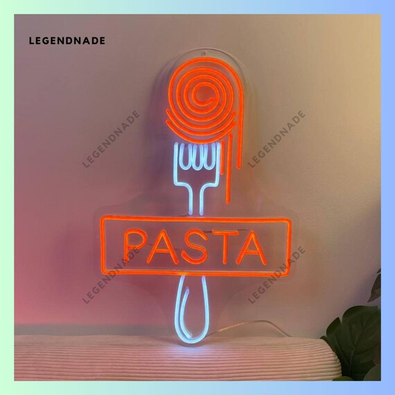 Pasta Neon Sign, Spaghetti and Fork Led Sign, Italian Cuisine Led