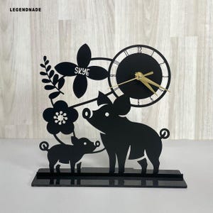 Custom Pig Tabletop Metal Clock Unique, Personalized Pig Clock Decor, Corporate Gifts, Pig Lover Clock For Desk Sign