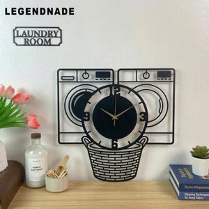 Laundry Room Wall Clock, Washing Machine Wall Decor, Laundry Decor, Laundry Room Decor, Gift For Dad