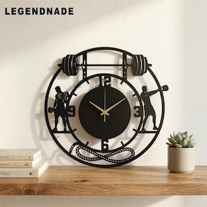 CrossFit Wall Clock, Gym Workout Decor, Weightlifting Wall Art, Fitness Lover Gift, Gift For Dad
