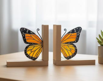 Fermalibri in vetro colorato a forma di farfalla, decorazioni artistiche in vetro fatte a mano, idee regalo uniche per librerie