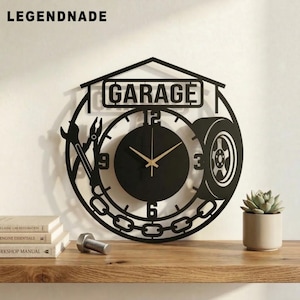 Garage Wall Clock, Mechanic Workshop Decor, Auto Repair Wall Art, Car Lover Gift, Gift for Dad