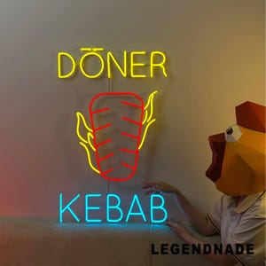Doner Kebab Neon Sign, Food Led Sign Wall Decor, Restaurant Neon Light, Kebab Led Light, Food Wall Art, Kitchen Wall Decor