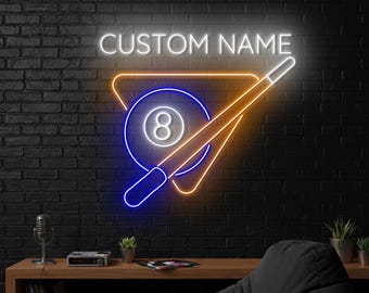 Billiards Neon Sign For Billiards Club Decor, Pool Neon Light, Custom Neon Sign, Man Cave Decor, Billiards Lover Gift