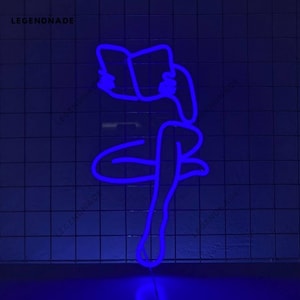 Girl Reading Book Neon Sign, Read Book Led Sign, Bookworm Led Light, Bookish Wall Art Light, Book Lover Neon Light, Library Home Wall Decor