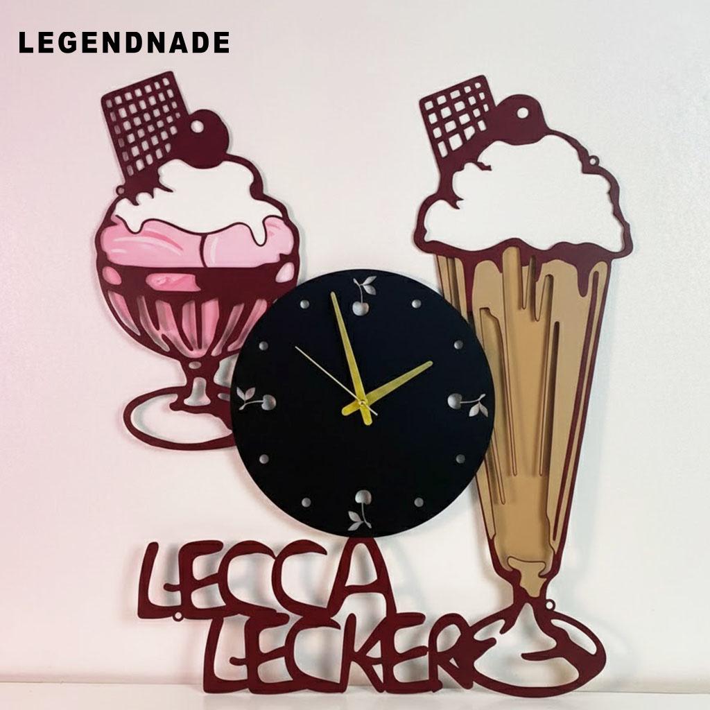 Custom Ice Cream Metal Wall Clock, Dessert Kitchen Decor