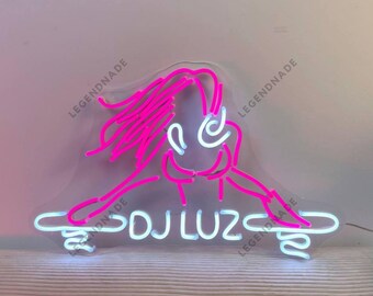 Girl DJ Neon Sign, Music Player Led Sign, DJ Line Art Led Light, DJ Neon Light For Bar Pub Wall Art Light, Music Studio Home Wall Decor