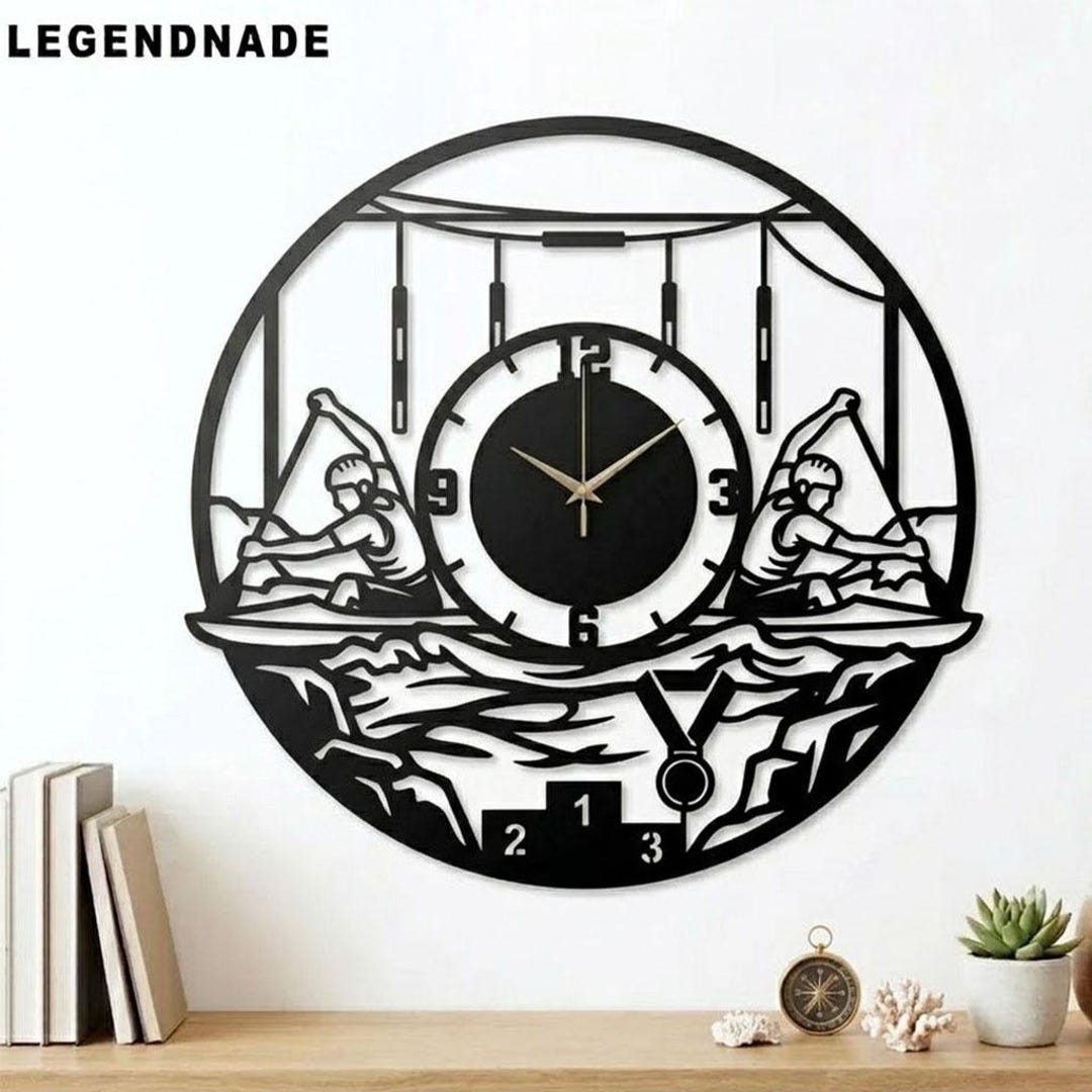 Personalized Canoe Metal Wall Clock, Custom Kayak Wall Decor, Water ...