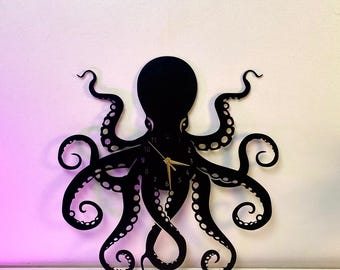 Octopus Modern Metal Wall Clock, Unique Wall Clock For Home Decor, Wall Arts, Personalized Ocean Octopus Wall Clocks, Octopus Sign