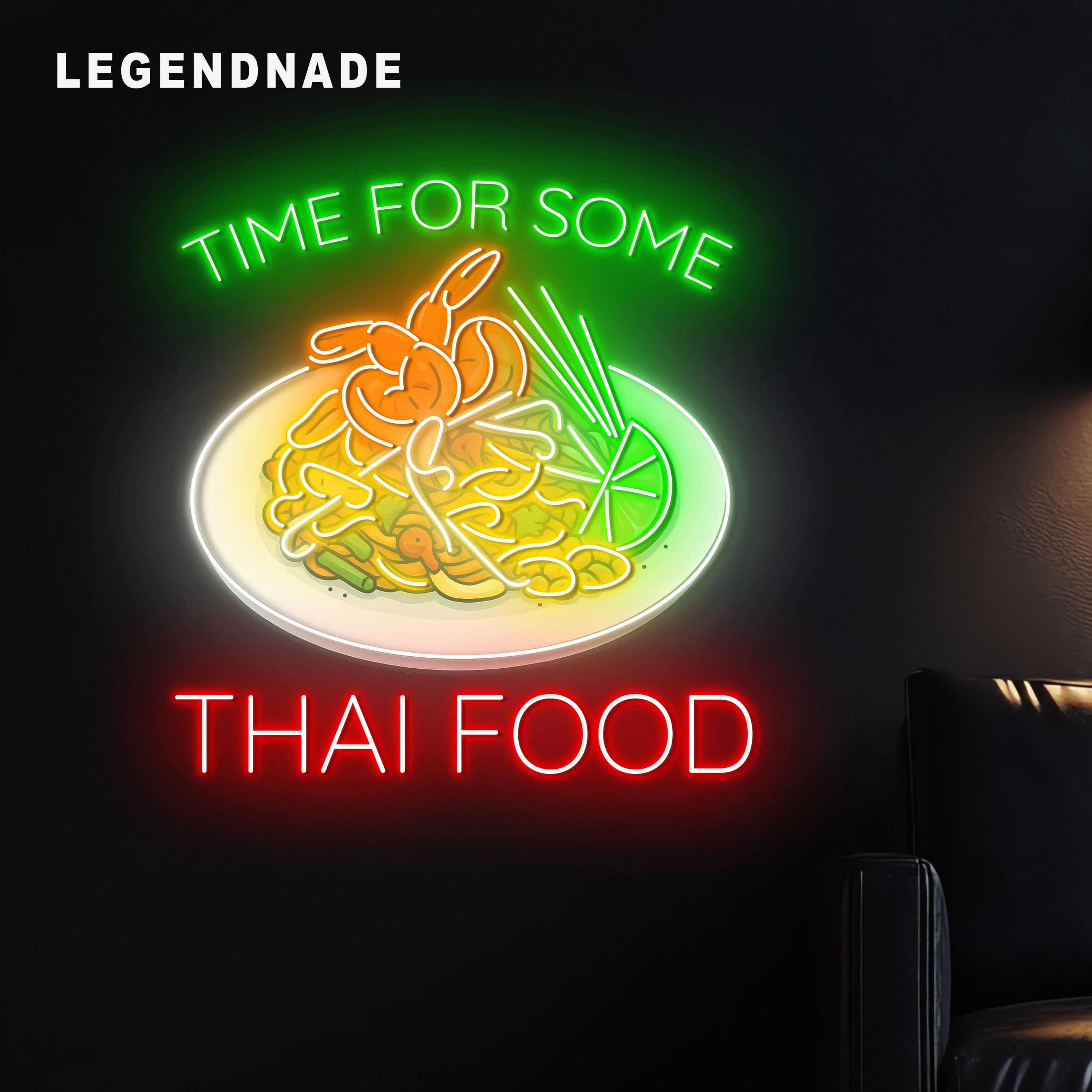 Pad Thai Neon Sign, Thai Food Wall Art for Restaurant, Pad Thai