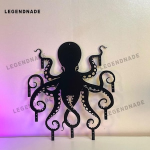 Custom Octopus Metal Wall Key Holder, Octopus Metal Coat Rack, Nautical Ocean Gift, Housewarming Entryway Beach House Decoration