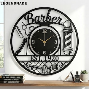 Friseur-Salon-Metallwanduhr, Friseursalon-Dekor, Friseur-Wandkunst, Barber Pole-Zeichen, Geschenk für Friseur