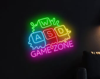 Letrero de neón Game Zone: luz LED de pared para sala de juegos, dormitorio, habitación infantil, etc.