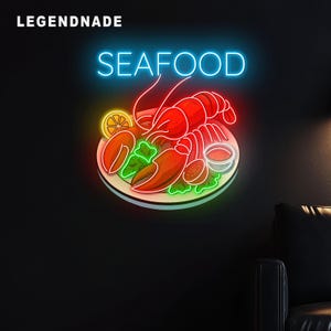 Seafood Neon Leuchtreklame, Restaurants Leuchtreklame, Benutzerdefinierte Wandleuchte für Restaurants, Bars oder Hausküchen, Geschenkidee für Seafood Restaurants