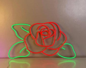 赤いバラの花のLEDサイン、バラの花のネオンサイン装飾、お母さんへの