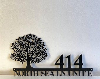 Baum Metall Hausnummer: Baum Adressschild, rustikale Cabin Decor, personalisiertes Geschenk